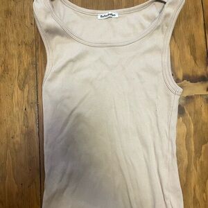 Reformation Cream Fitted Sleeveless Tank Top